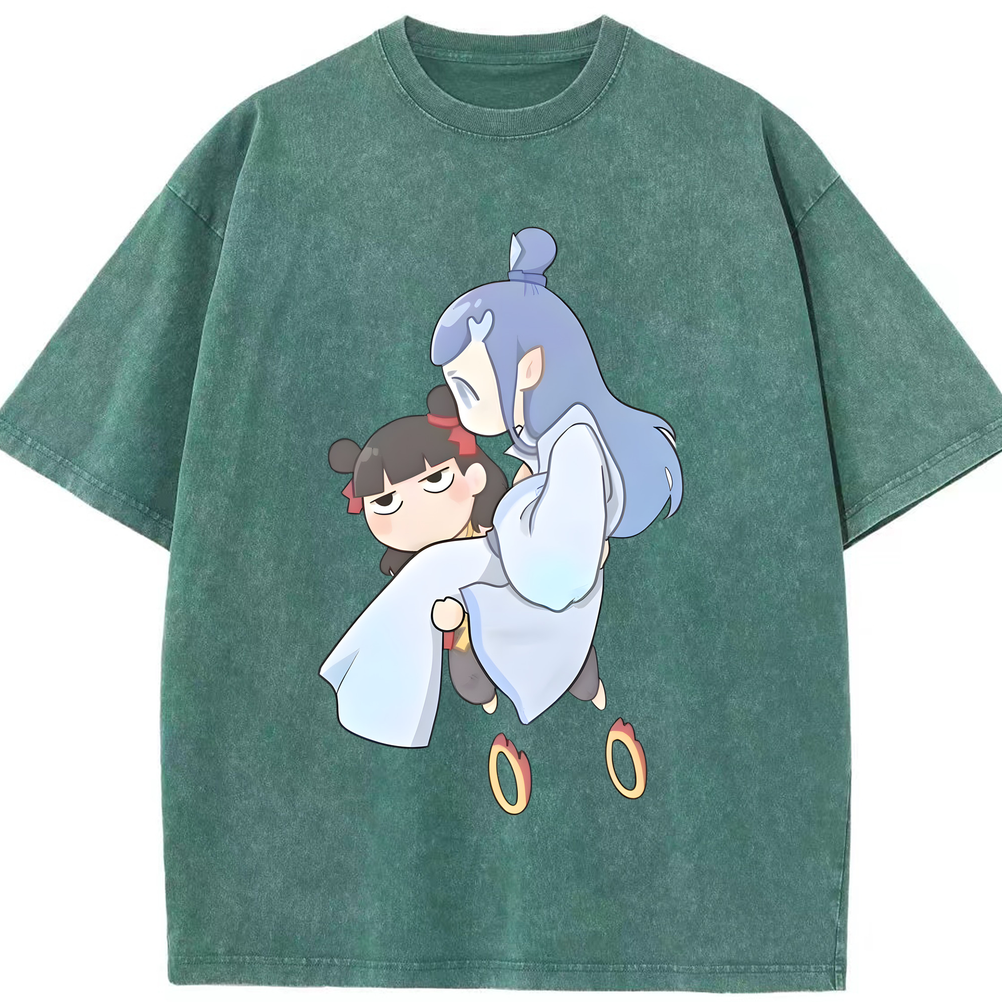 （画像用） Ne Zha 2 ナタ 魔童の大暴れ 綿100% ヴィンテージ風 半袖Tシャツ（フロントプリント）